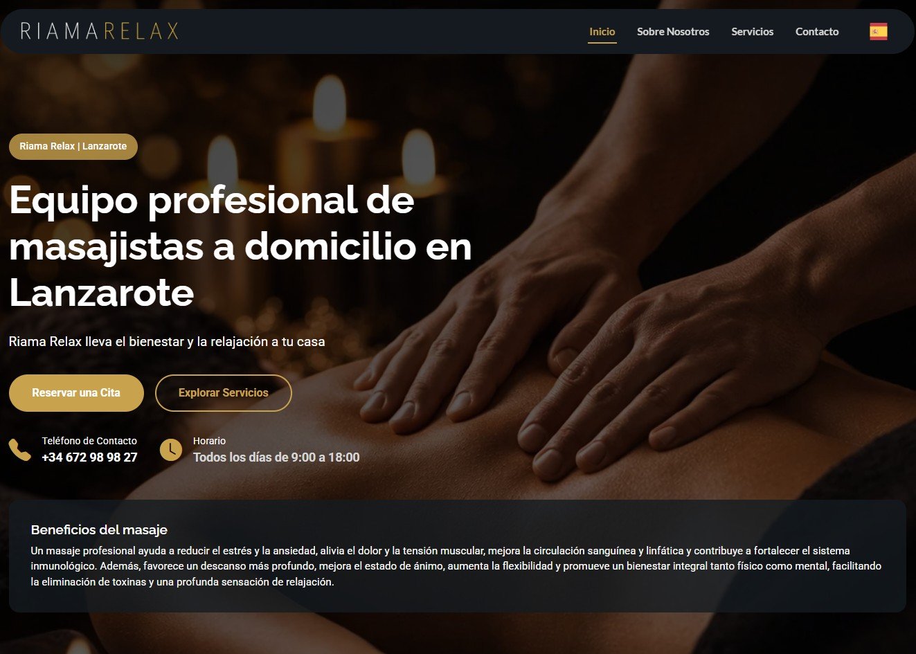 Desarrollo web para Riama Relax con captación de clientes